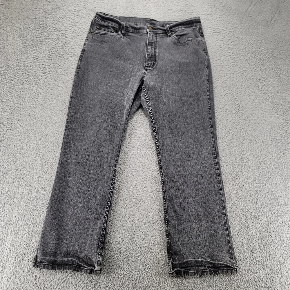 LL Bean Jeans Womens 18 Petite Black Dark Wash Casual Denim Outdoors XK89 Logo